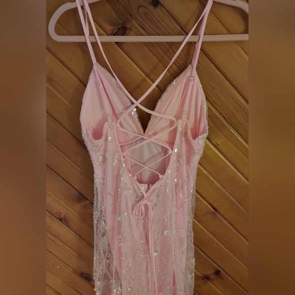 Lace Up Backless Sequin Mermaid Hem Cami Dresses - Picture 8 of 13